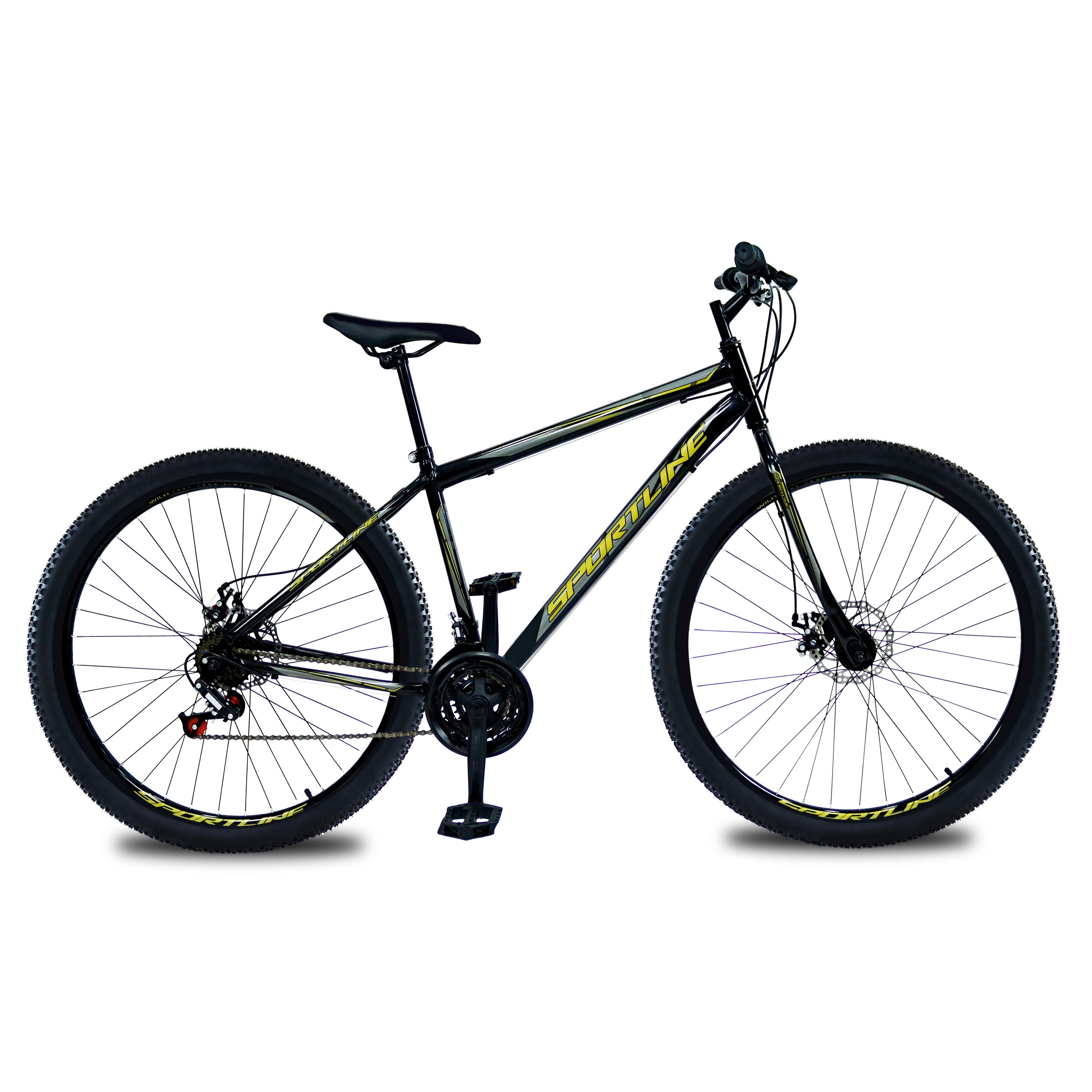 Bicicleta 29 aço carbono 21v freio disco st13 preto/dourado