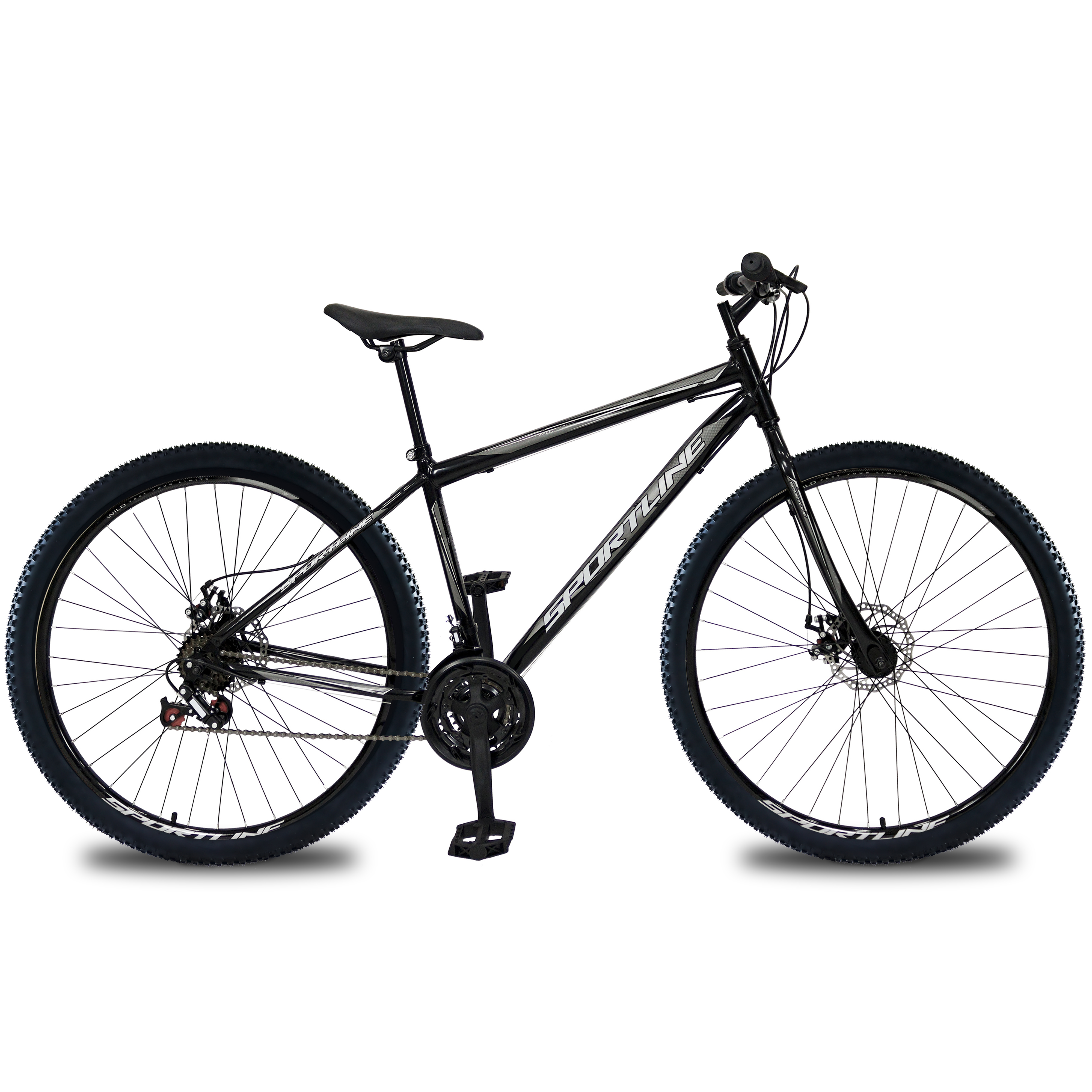 Bicicleta 29 aço carbono 21v freio disco st13 preto/prata