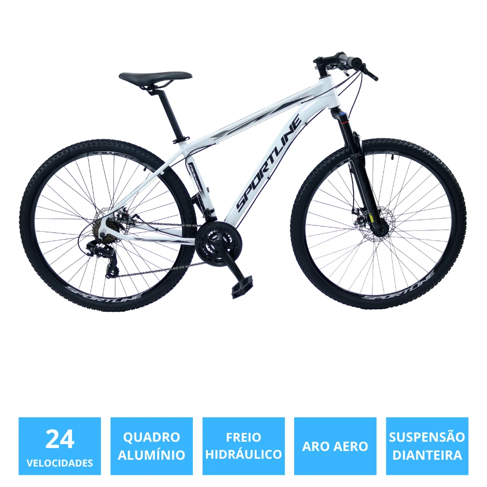 Bicicleta 29 câmbio importado 24v freio hidráulico st4 branco/preto 19