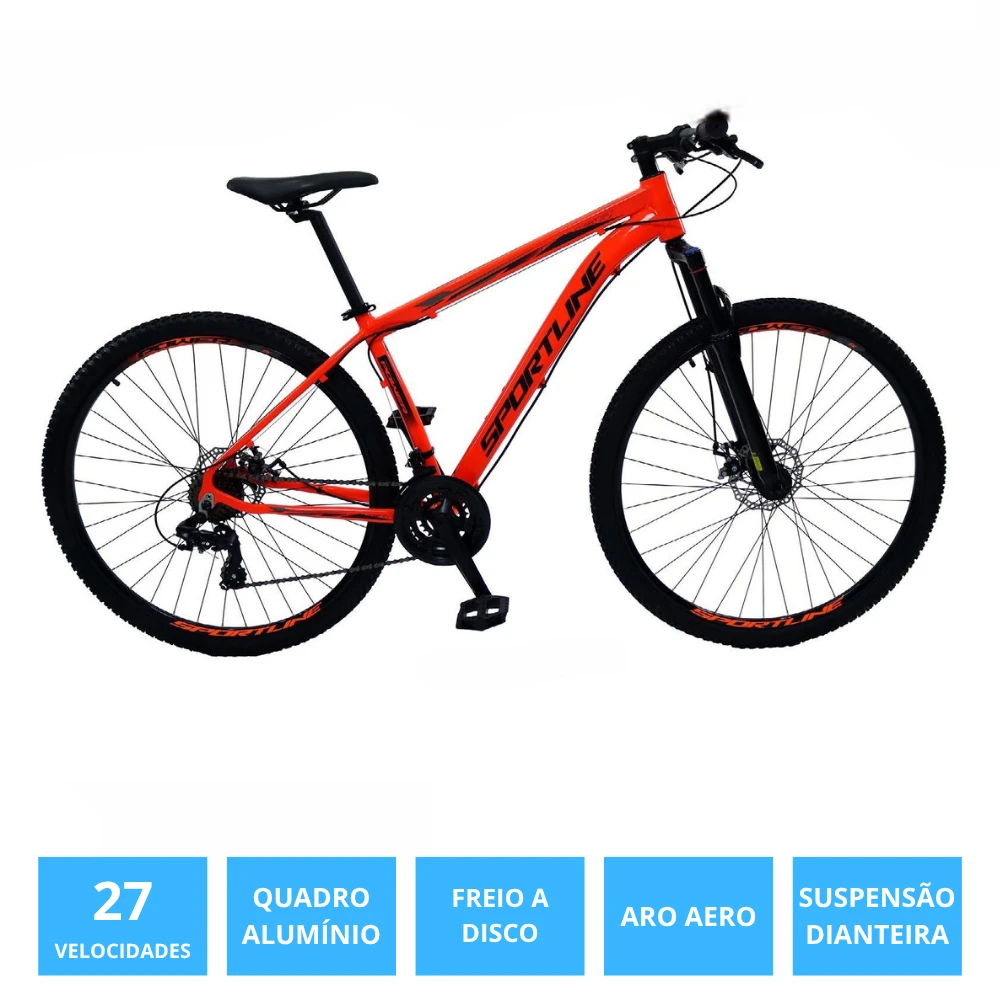 Bicicleta 29 câmbio importado 27v freio disco st7 laranja/preto 19