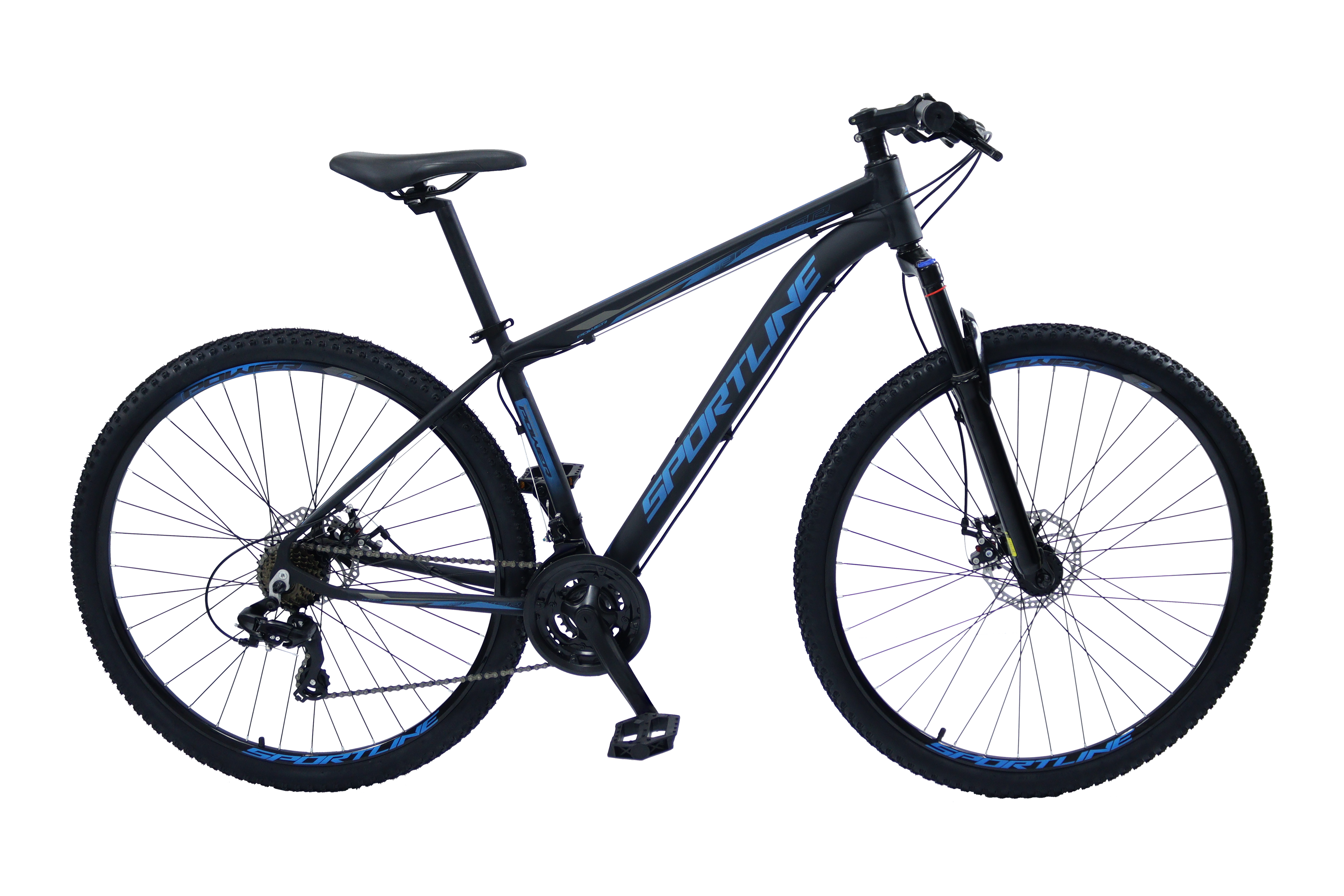 Bicicleta 29 câmbio importado 27v freio disco st7 preto/azul 17