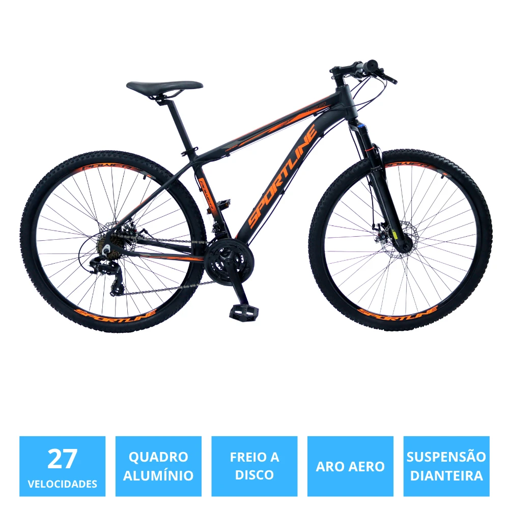 Bicicleta 29 câmbio importado 27v freio disco st7 preto/laranja 19