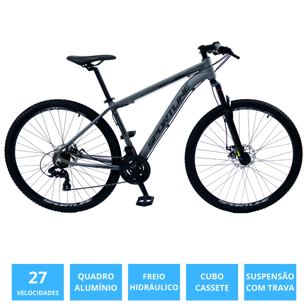 Bicicleta 29 importado 27v freio hidr. c/ trava cassete st11 grafite/preto 17