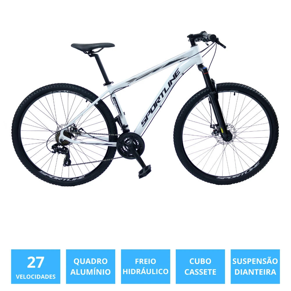 Bicicleta 29 importado 27v freio hidráulico cassete st12 branco/preto 19
