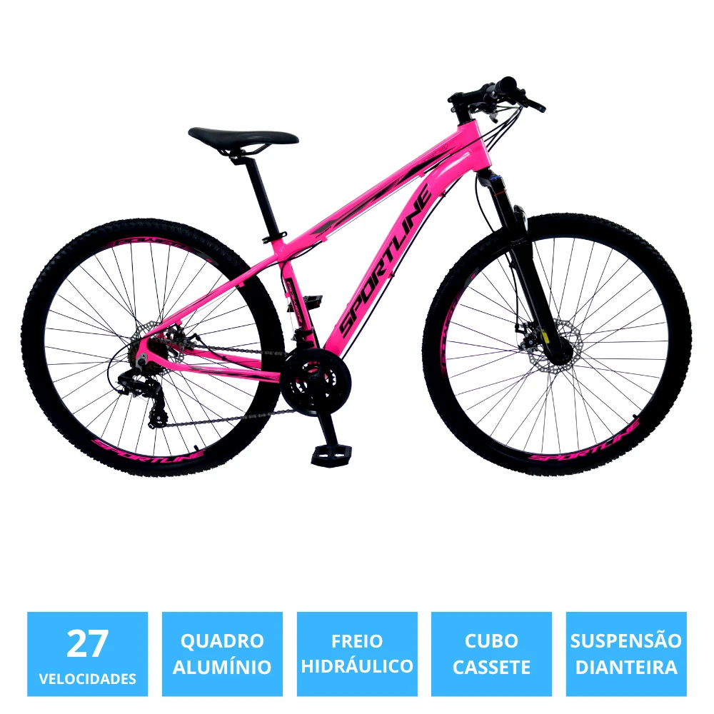 Bicicleta 29 importado 27v freio hidráulico cassete st12 rosa/preto 15.5