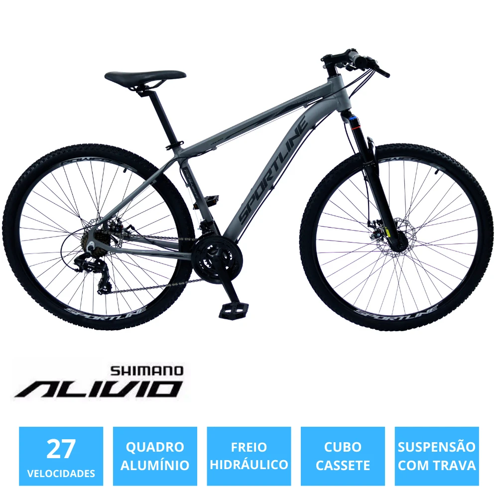 Bicicleta 29 shimano alivio 27v freio hidr. c/ trava cassete st10 grafite/preto 17