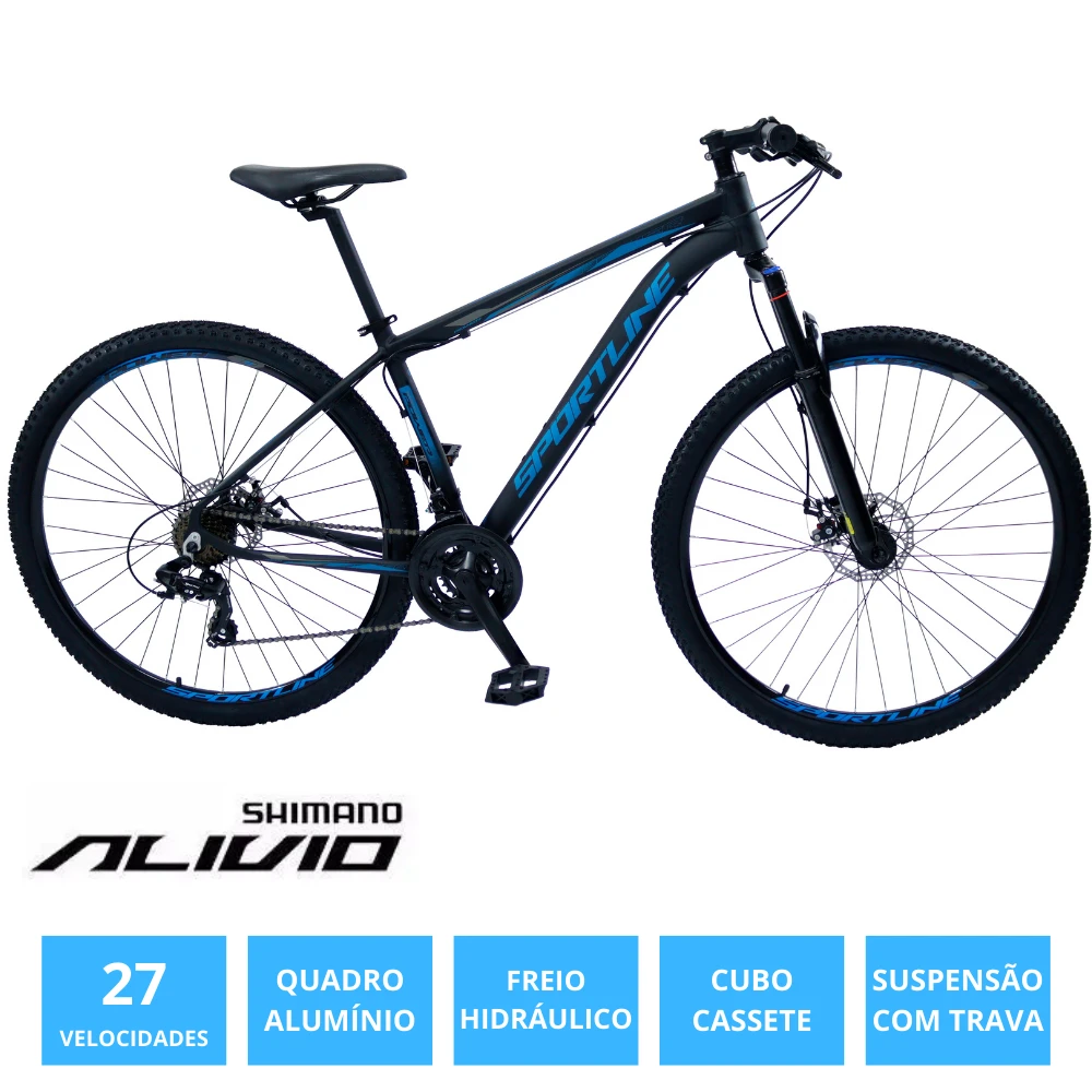 Bicicleta 29 shimano alivio 27v freio hidr. c/ trava cassete st10 preto/azul 17