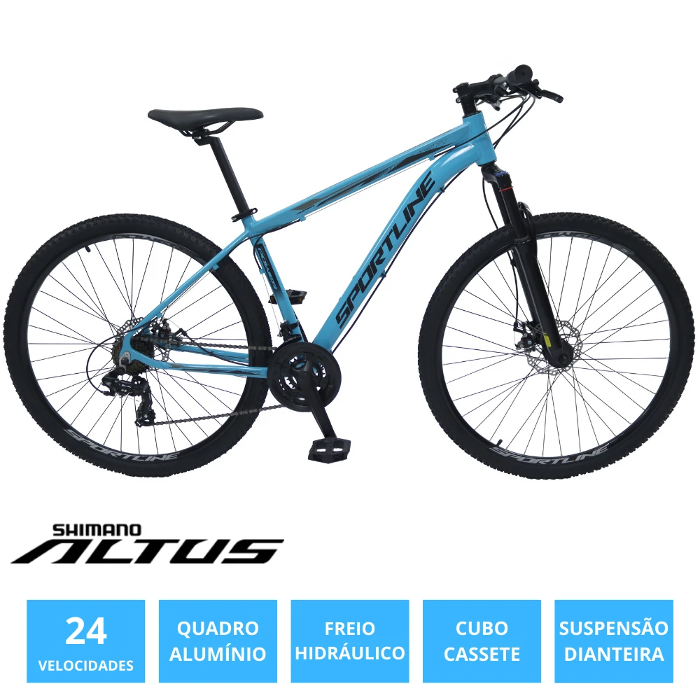 Bicicleta 29 shimano altus 24v freio hidráulico cassete st6 azul/preto 17