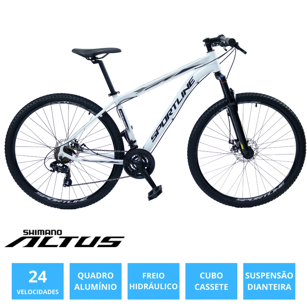 Bicicleta 29 shimano altus 24v freio hidráulico cassete st6 branco/preto 17