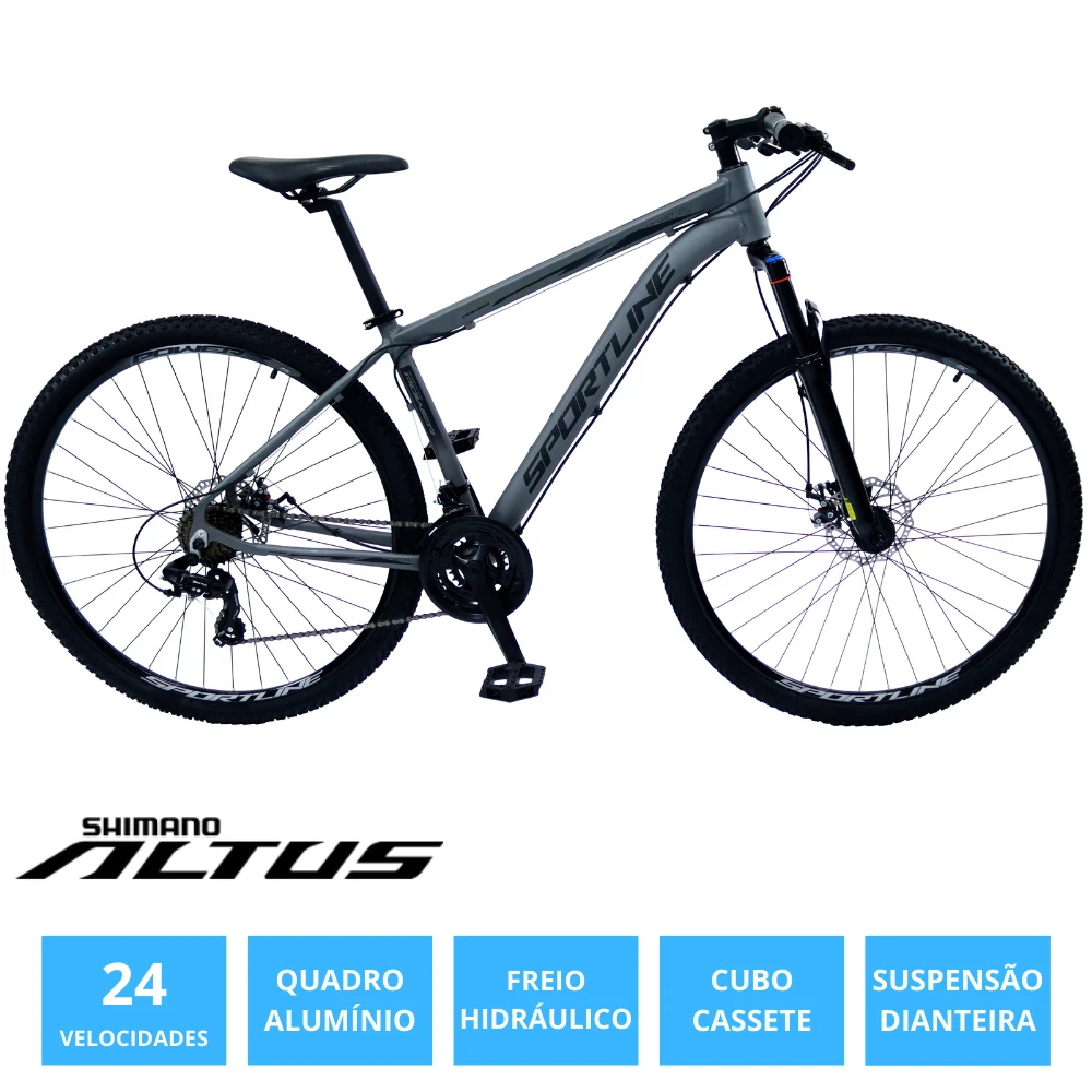 Bicicleta 29 shimano altus 24v freio hidráulico cassete st6 grafite/preto 19