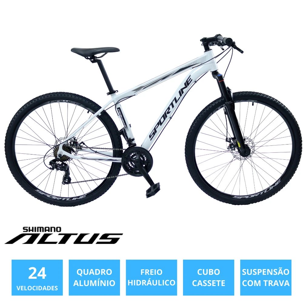 Bicicleta 29 shimano altus 24v freio hidráulico c/ trava st5 branco/preto 19