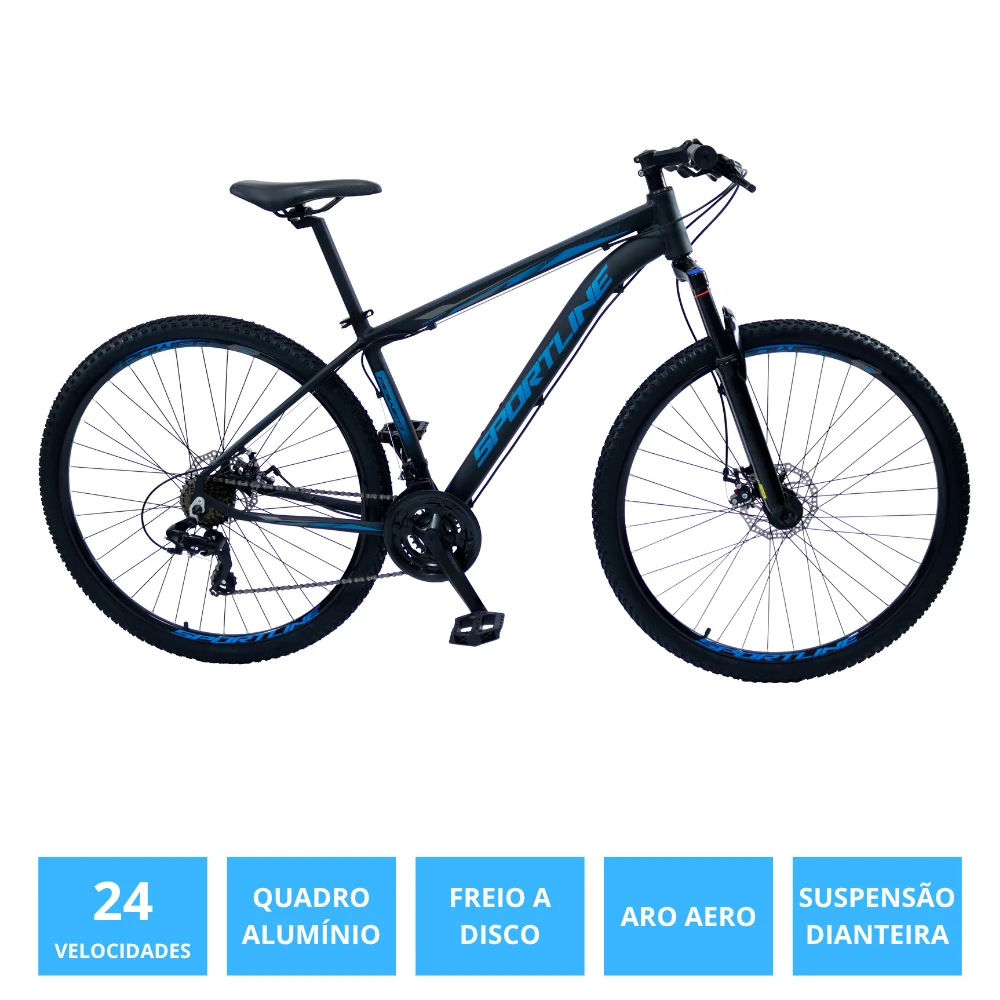 Bicicleta 29 câmbio importado 24v freio a disco st2 preto/azul 17
