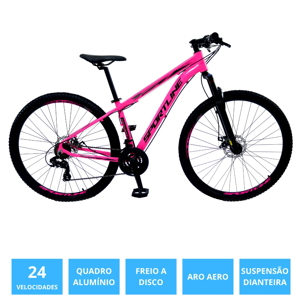 Bicicleta 29 câmbio importado 24v freio a disco st2 rosa/preto 15.5