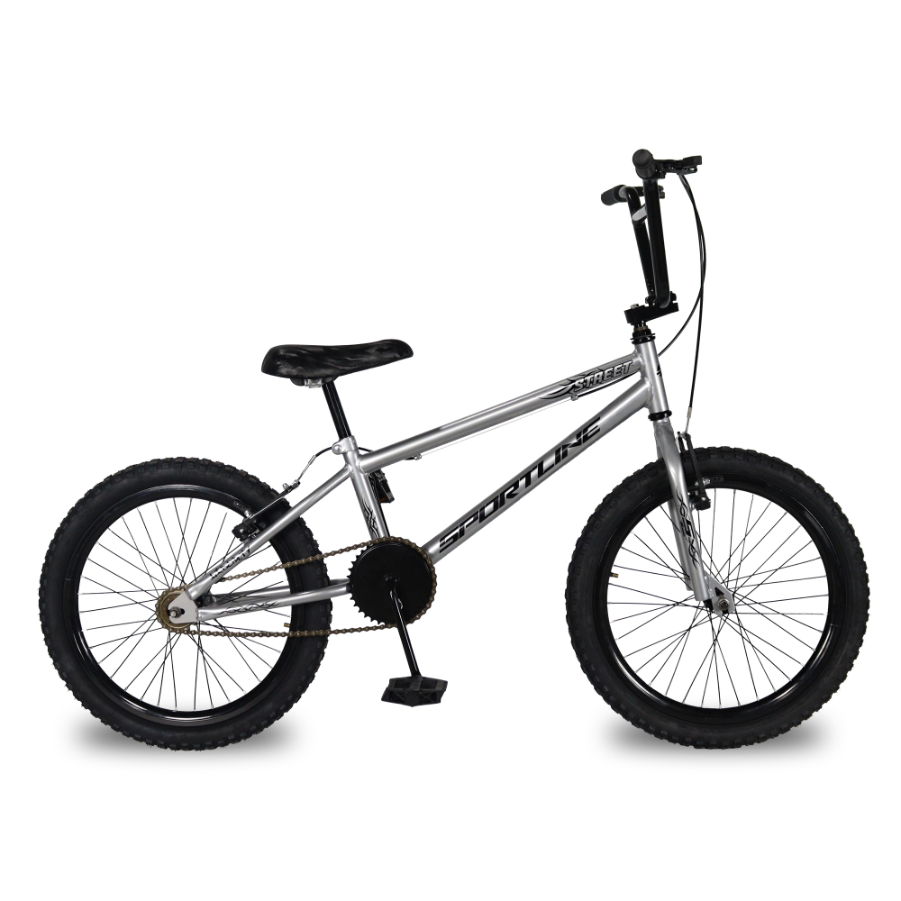 Bicicleta aro 20  bmx cross v-brake st16 prata/preto