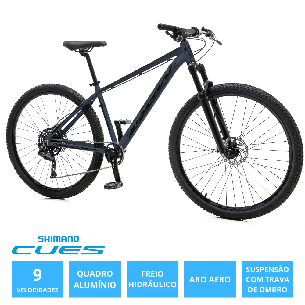 Bicicleta 29 alumínio shimano cues 9v freio hidr. trava guidão w17 grafite/preto 19
