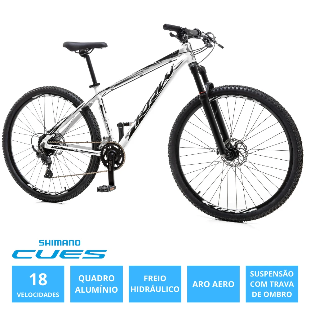 Bicicleta 29 alumínio shimano cues 18v freio hidr. trava guidão w18 branco/preto 17