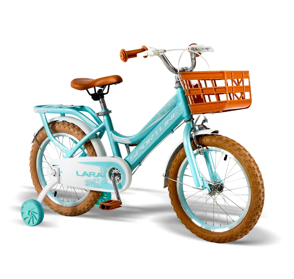Bicicleta infantil aro 16 lara menina rodinha de treino f16 azul ciano/branco