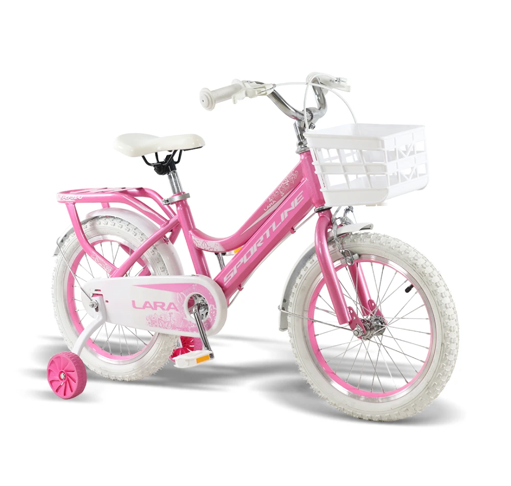 Bicicleta infantil aro 16 lara menina rodinha de treino f16 rosa/branco