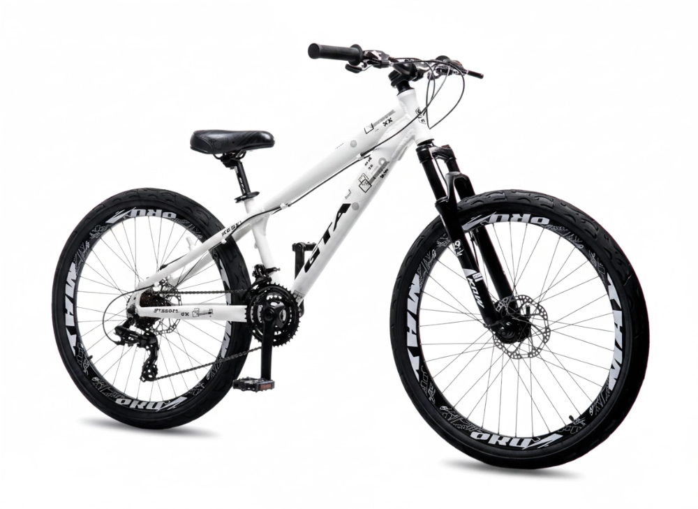 Bicicleta freeride aro 26 freio a disco 24v st17 branco/preto