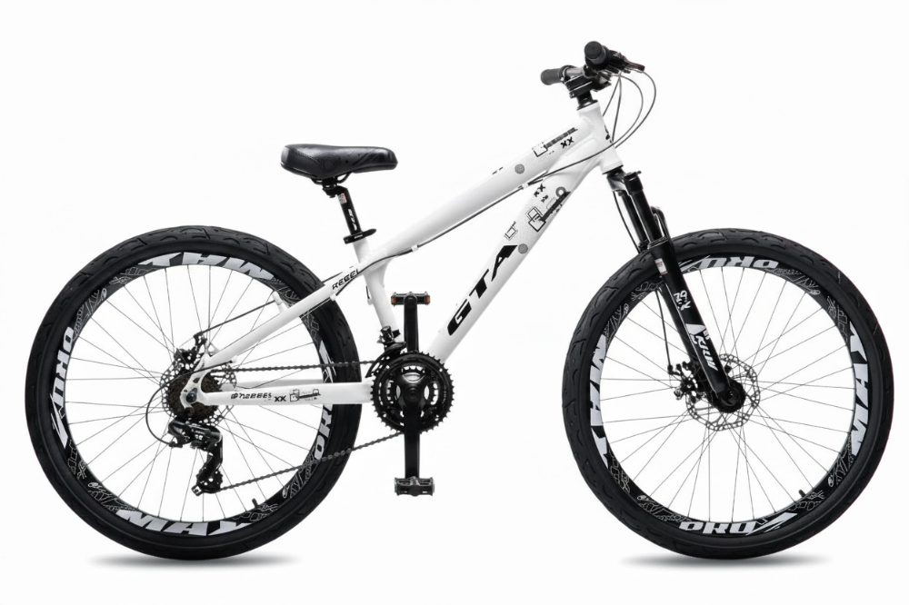 Bicicleta freeride aro 26 freio a disco 24v st17 branco/preto