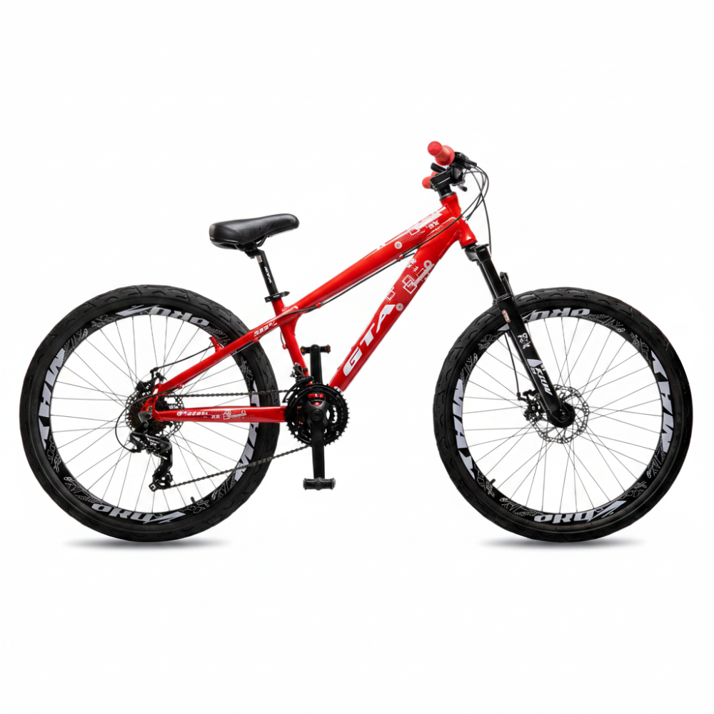 Bicicleta freeride aro 26 freio a disco 24v st17 vermelho/branco