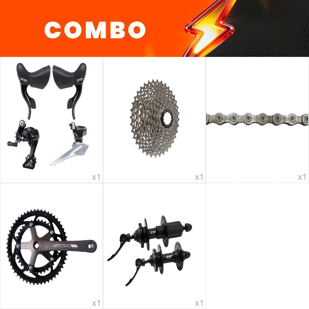      combo 1x kit relação 2x9 - z9 - road - confira os itens