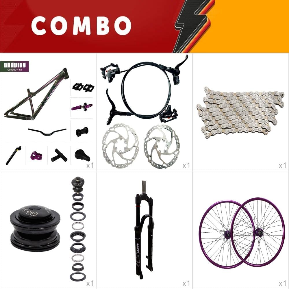   combo gravity violeta galatico com freio hidraulico - sem pneus e câmaras de ar - confira os itens