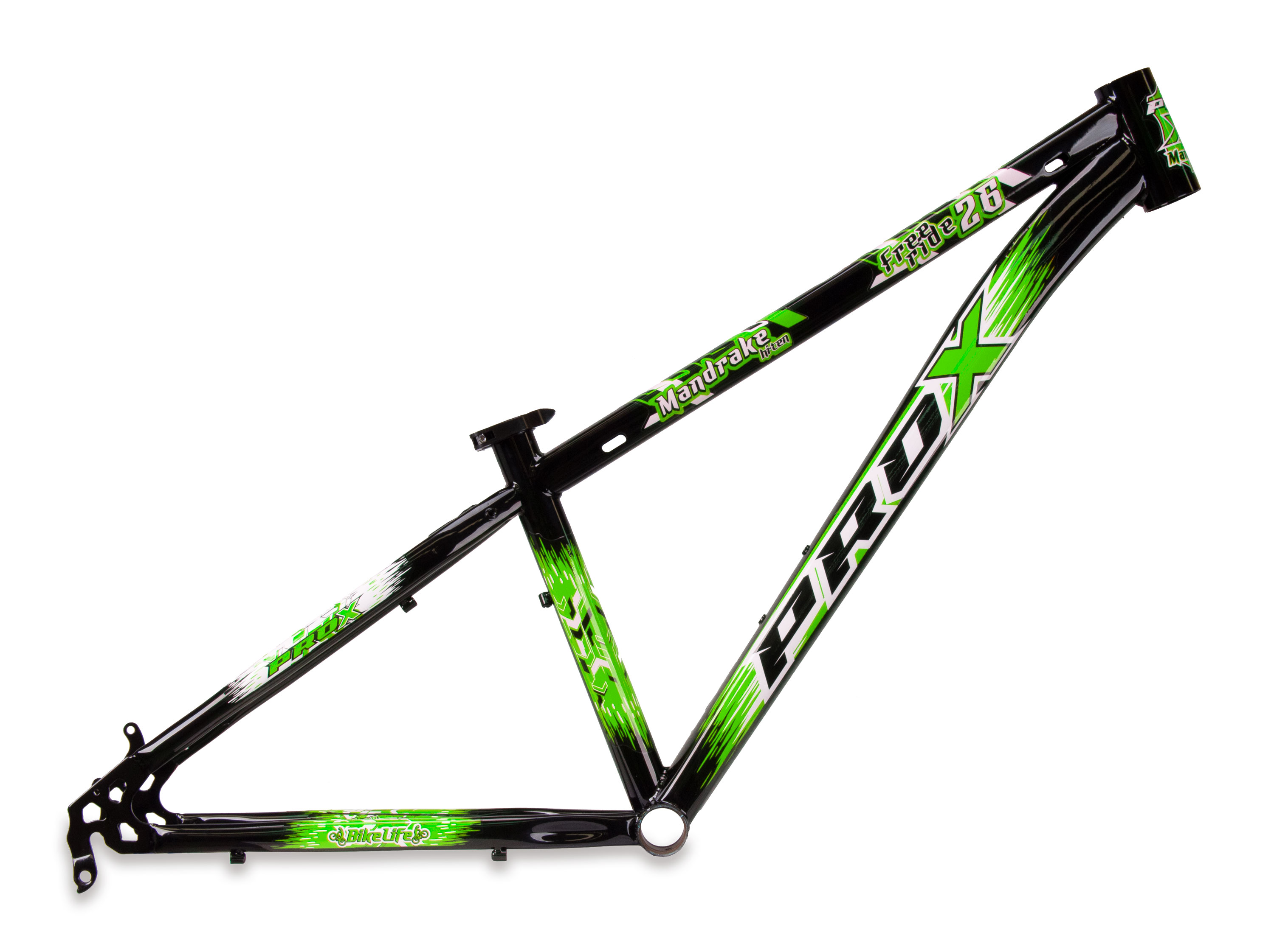 Quadro freeride pro-x mandrake aro 26 wheeling grau disco cor preto