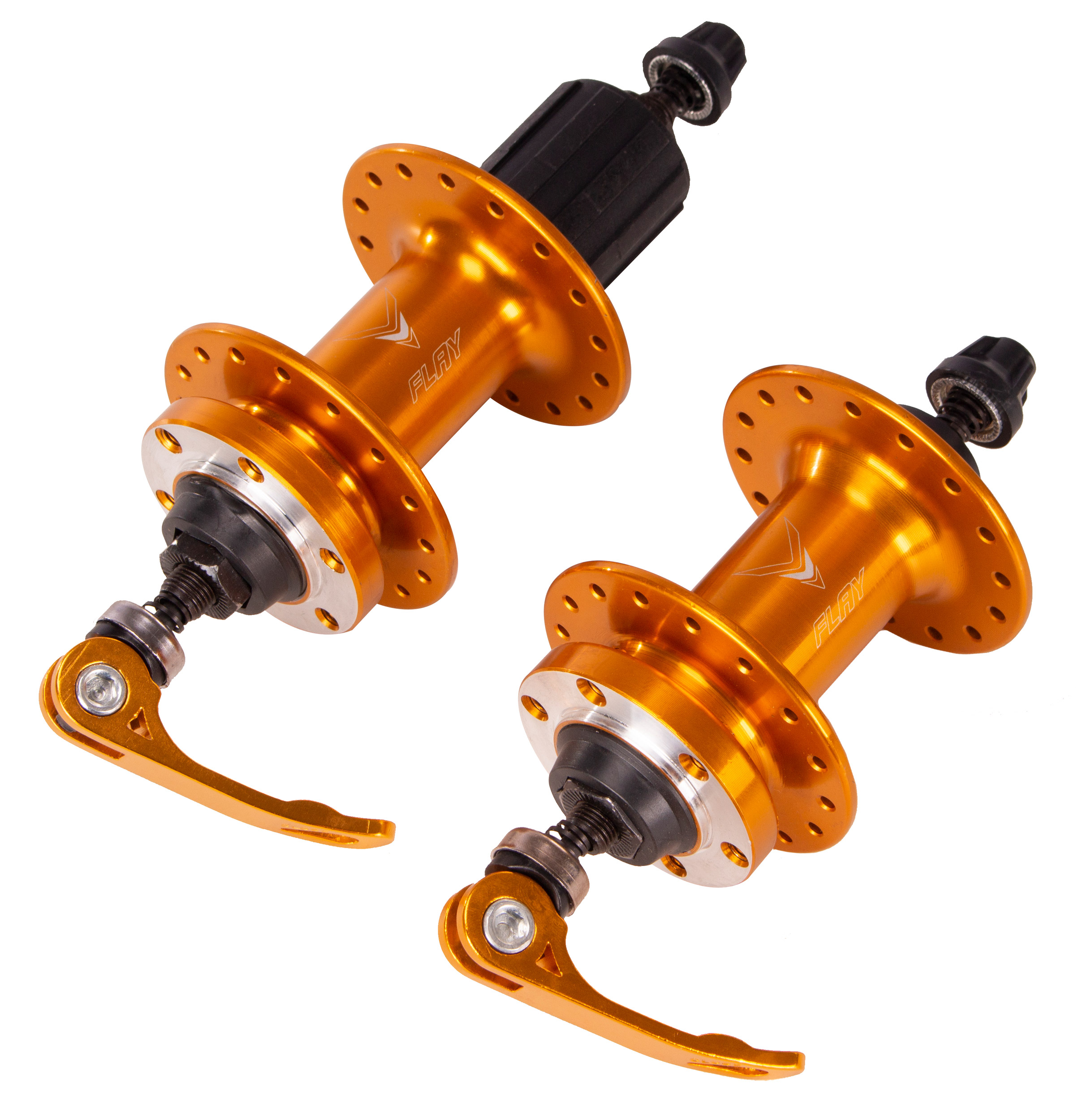 Par de cubo mtb flay 32 furos rolamentado alumínio k7 dourado