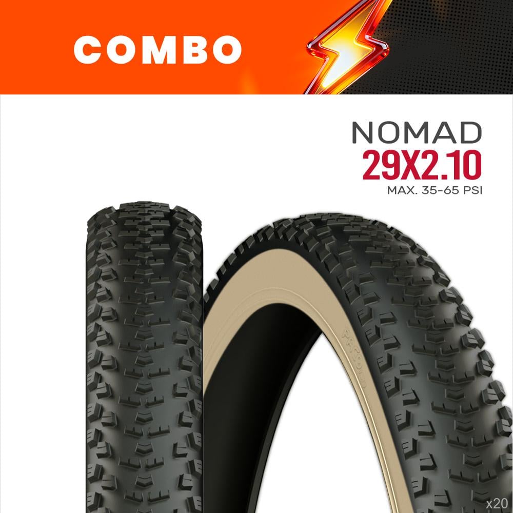                                                promocional 5% - 20x pneu 29 x 2.10 nomad preto com faixa bege