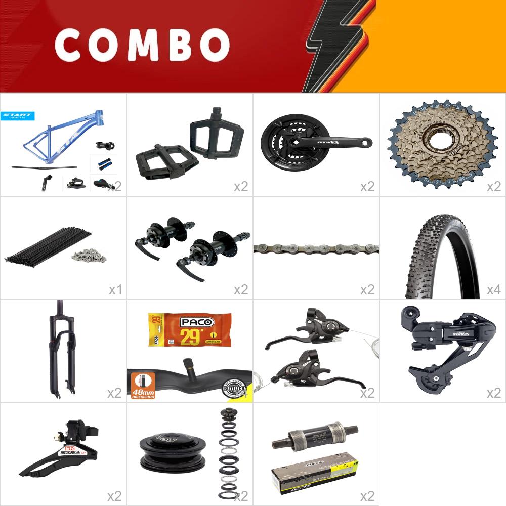   combo 2x start tam 21 azul/branco 24v - aro 29 - sem freios, aro, fita de aro, cabos e conduites - confira os itens  