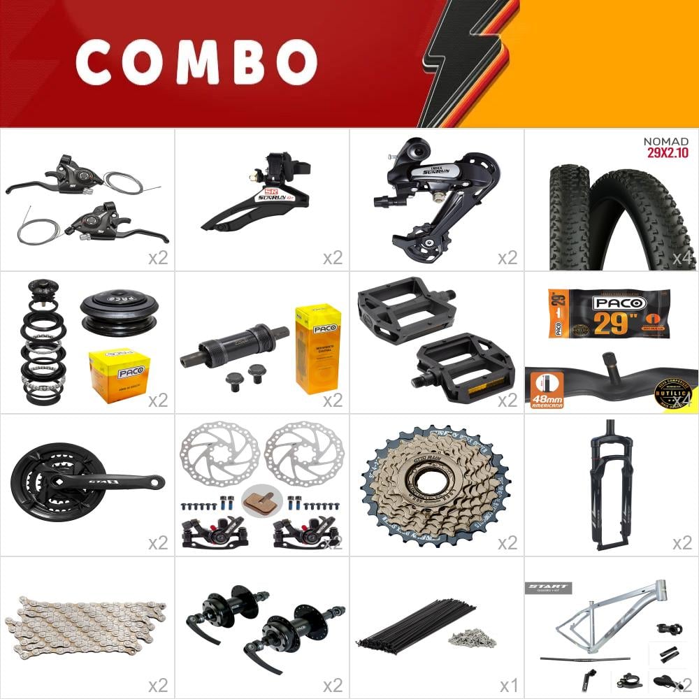                           combo 2x gta start aro 29 tam 19 cinza 21v sun run - sem aros, cabos e conduites - confira os itens