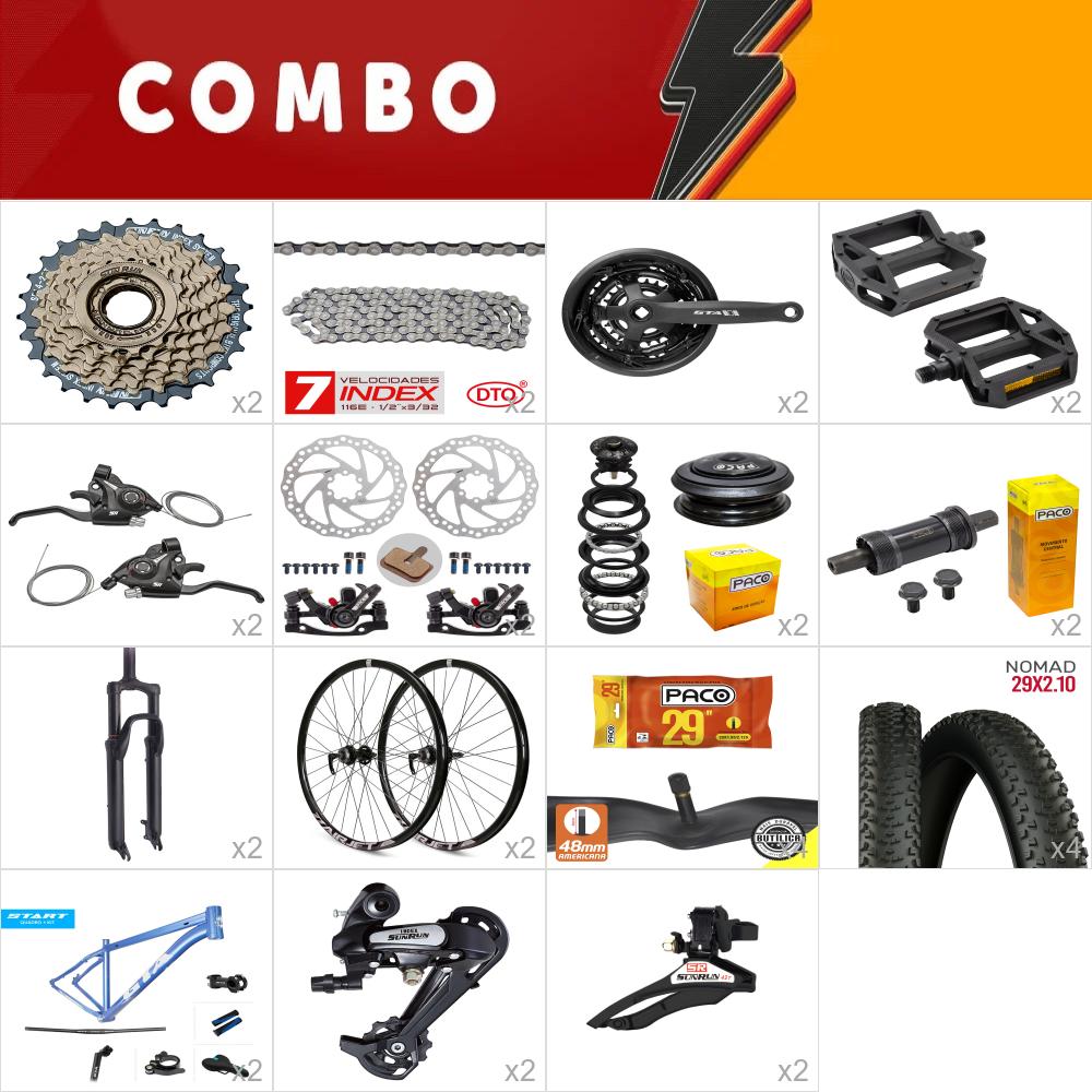         combo 29 2x start tam. 15.5 azul - sem cabos e conduites - confira itens 