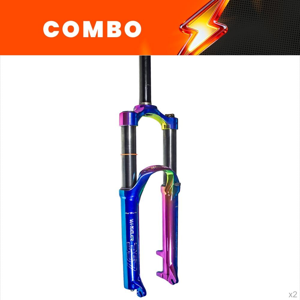                                              promocional 5% - 2x suspensão 26 alumínio canela grossa 42mm aheadset 28.6mm com curso de 170mm modelo wheeler cor camaleão