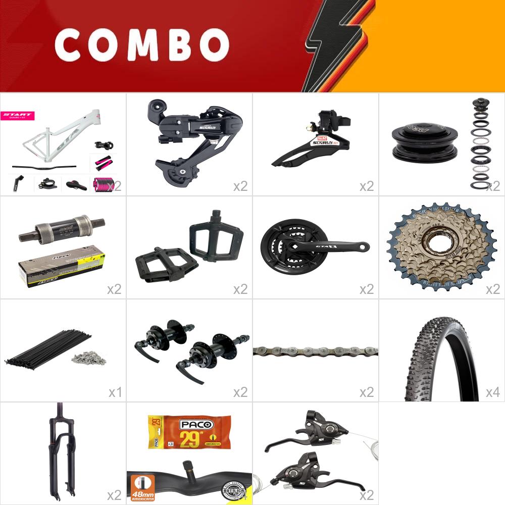   combo 2x start fem tam 15.5 bco/cza/rs 24v - aro 29 - sem freios, aro, fita de aro, cabos e conduites - confira os itens