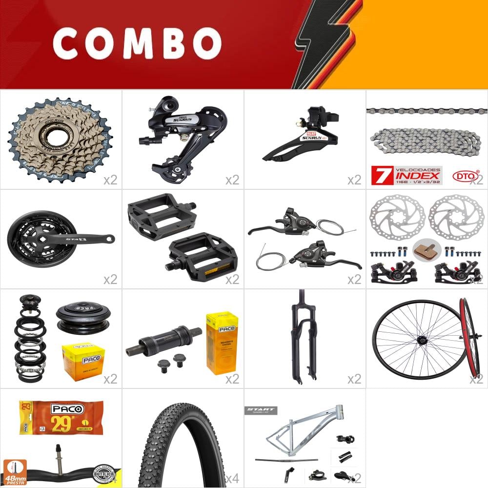         combo 29 2x start tam. 21 cinza - sem cabos e conduites - confira itens