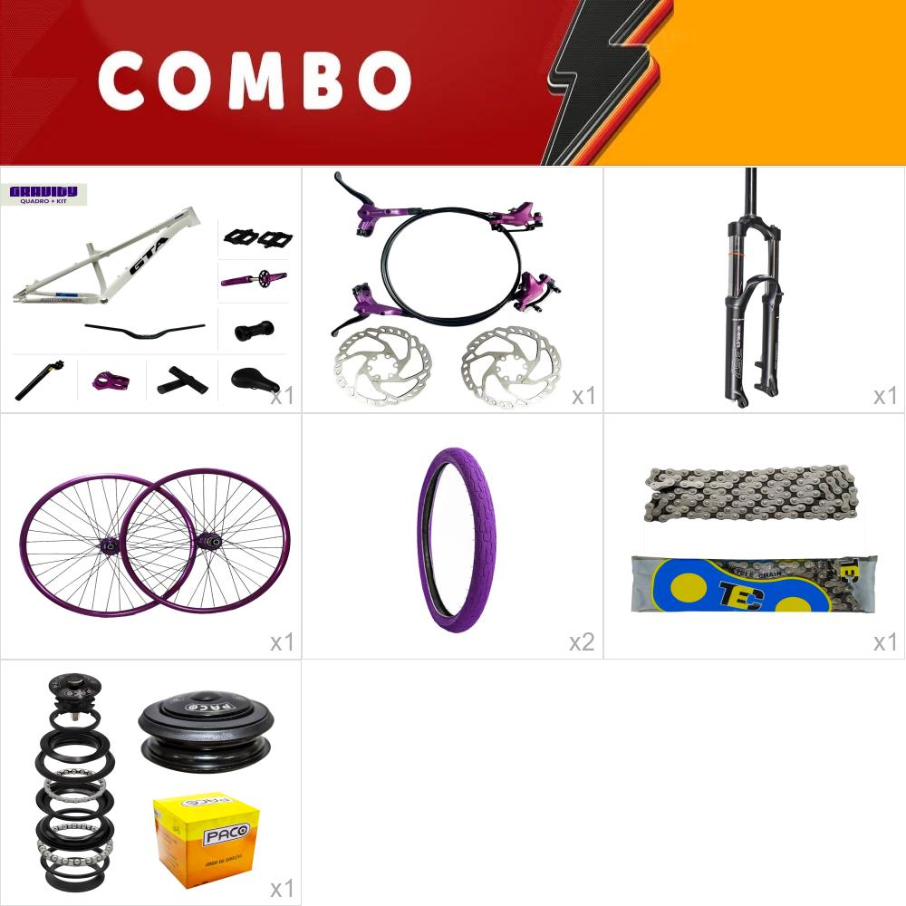        combo 1 bike gravity branco com freio hidraulico - sem camara de ar - confira os itens