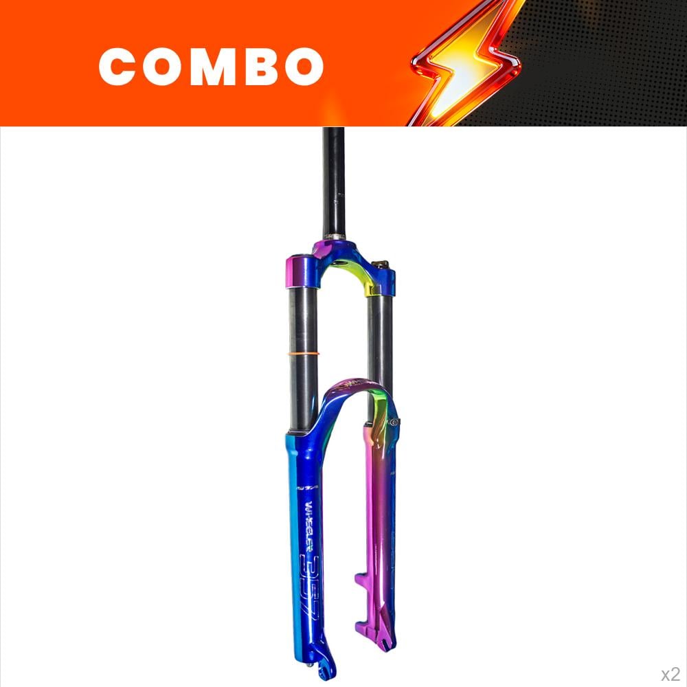                                               promocional 10% - 2x suspensão 26 alumínio canela grossa 42mm aheadset 28.6mm com curso de 170mm modelo wheeler cor camaleão