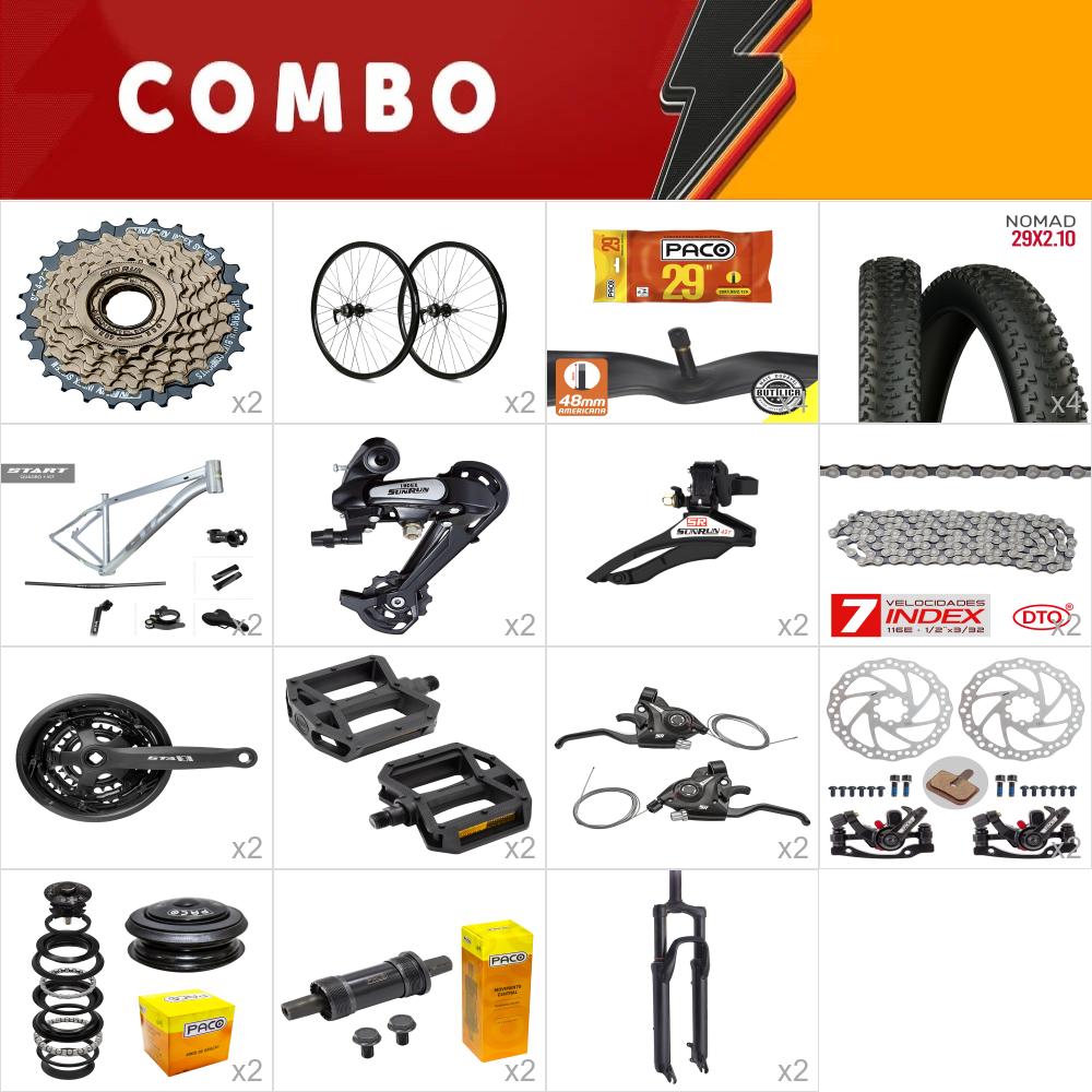         combo 29 2x start tam. 17 cinza - sem cabos e conduites - confira itens