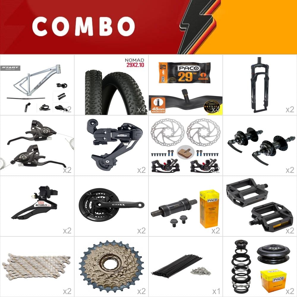                       combo 2x gta start aro 29 tam 15.5 cinza <b>24v</b> sunrun - sem aros, cabos e conduites - confira os itens