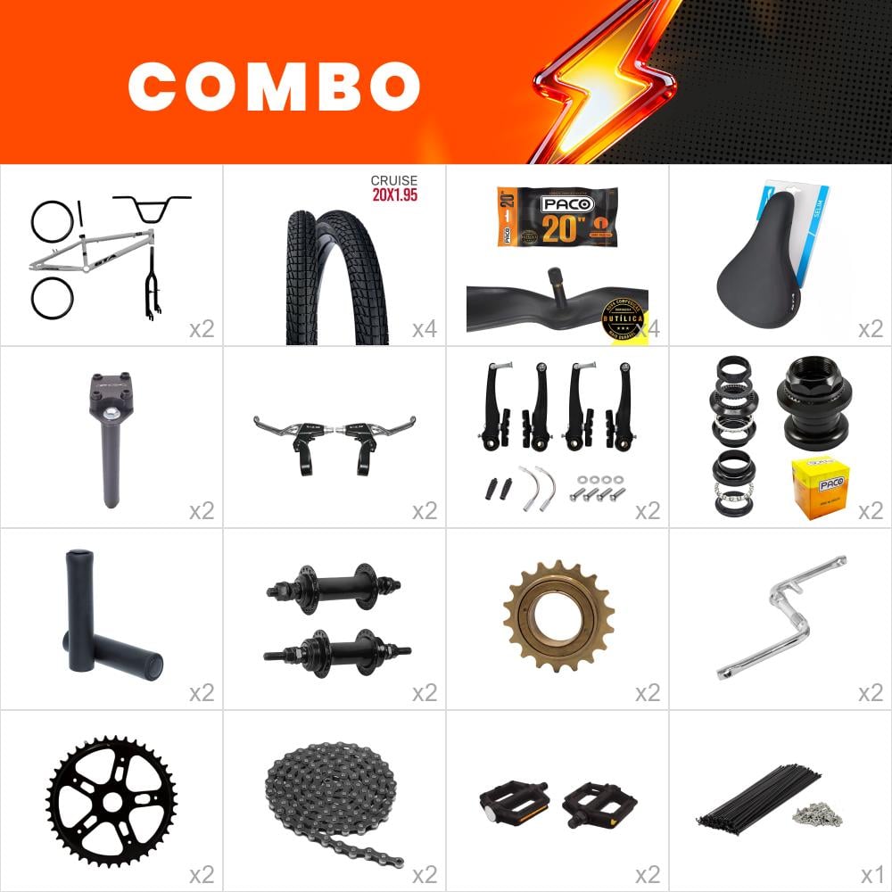      combo bmx 2x gta flip prata/preto - confira os itens