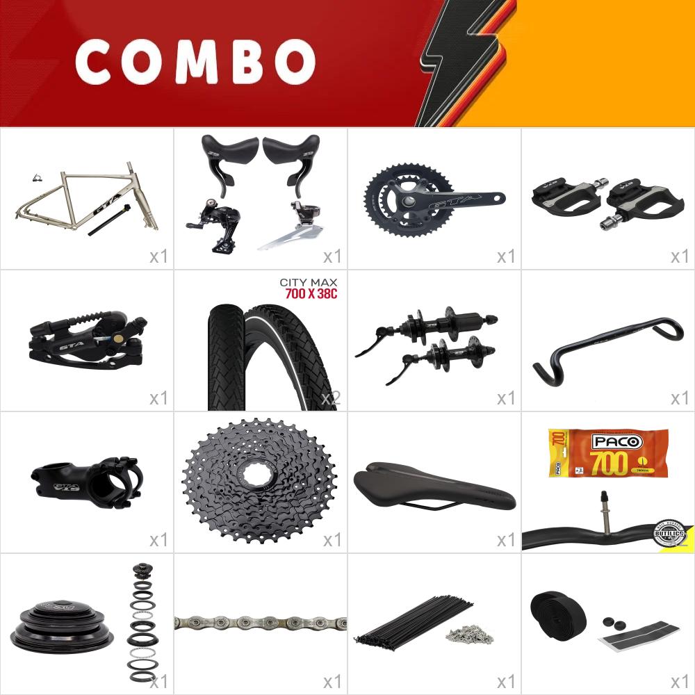    combo montagem 1 bike gravel across 2.0 tam 56 champagne - falta aros - confira itens