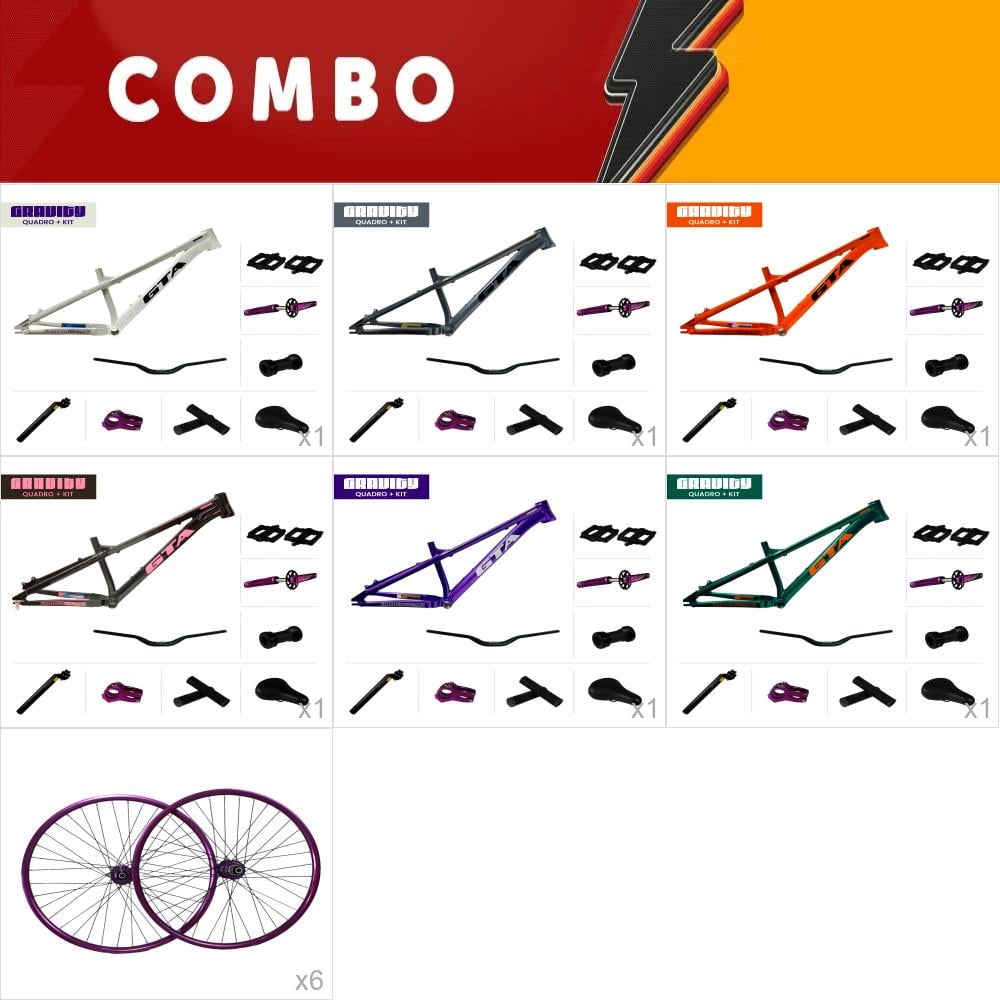    promocional 10% de desconto -6x quadro freeride 26 gravity verde, branco, preto, laranja, cinza e roxo com kit + roda montada com cubo barulhento 