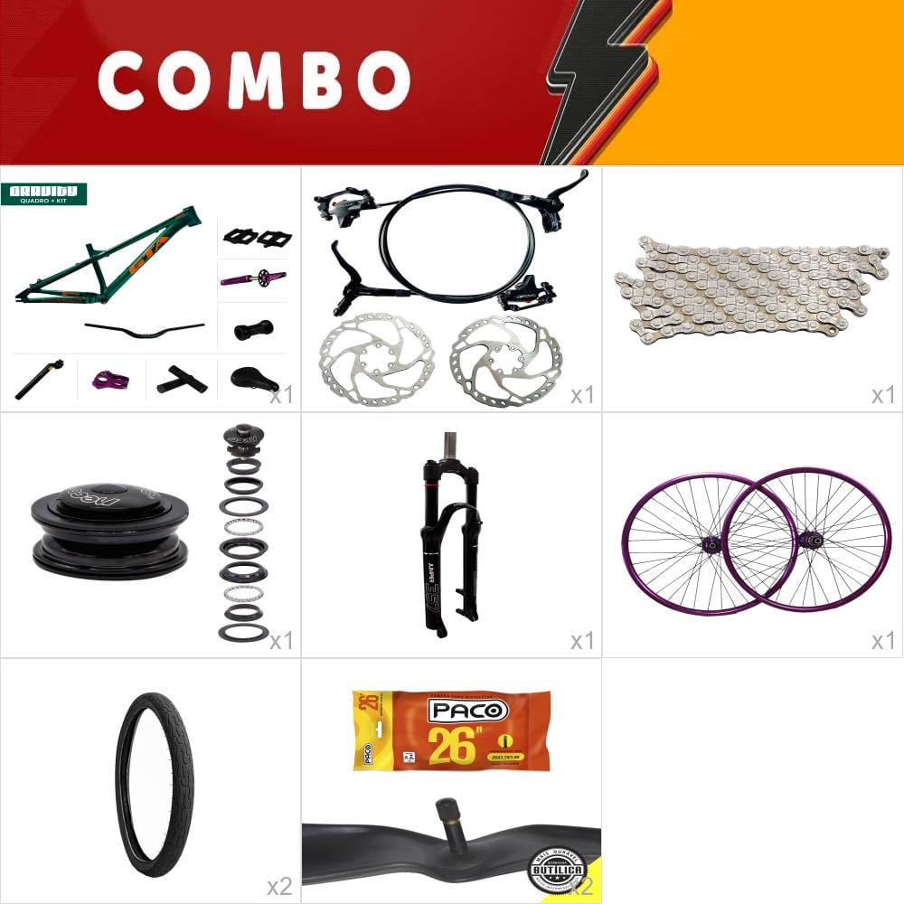               combo gravity verde com freio hidraulico - completo - confira os itens