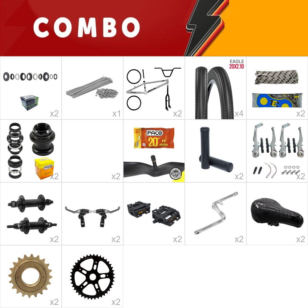           combo bmx 2x gta flip prata/preto - confira os itens