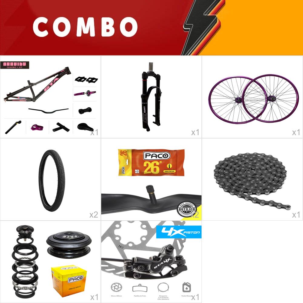     combo gravity preto com freio hidraulico - completo - confira os itens