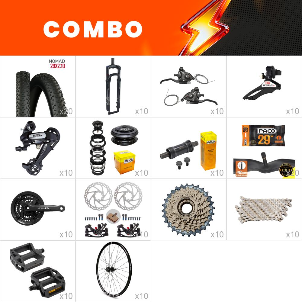     combo montagem 10x bikes start com roda montada - cubo rolamentado - relação sun run - (não acompanha quadro kit, cabos e conduites) - confira os itens