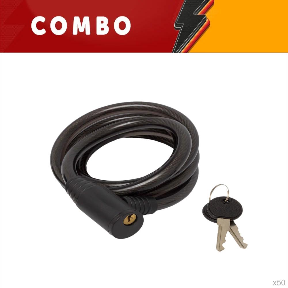                             férias <b>10%</b> - 50x cadeado aco 12mm x 1500mm preto sem suporte com 2 chave