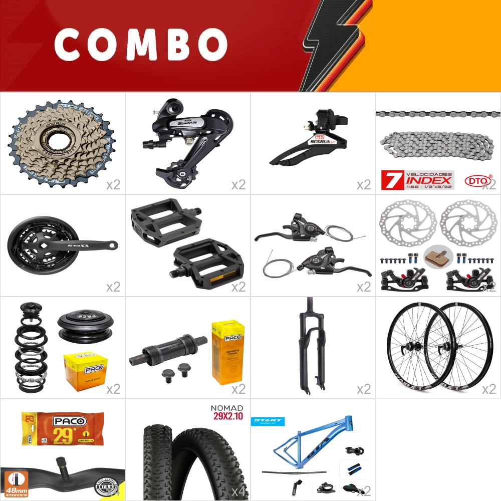         combo 29 2x start tam. 21 azul/preto - sem cabos e conduites - confira itens