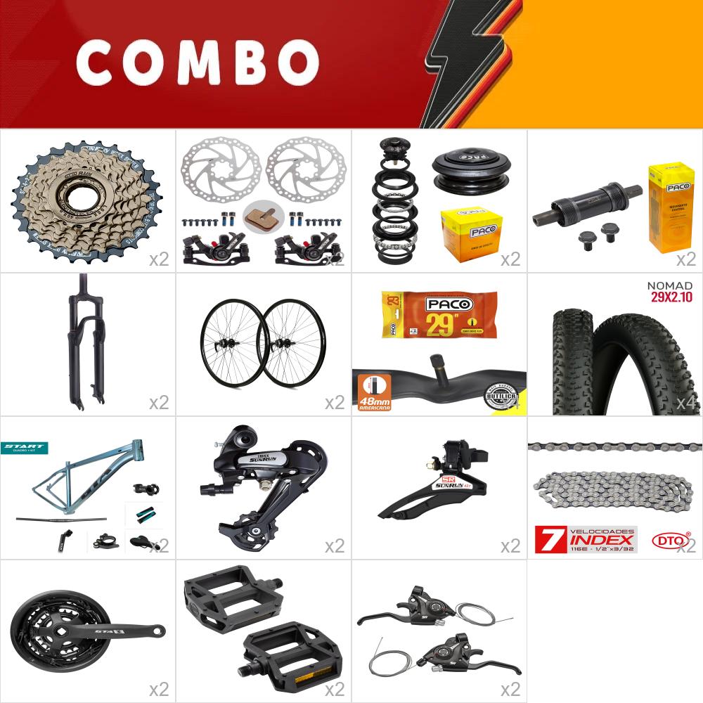         combo 29 2x start tam. 15.5 verde - sem cabos e conduites - confira itens